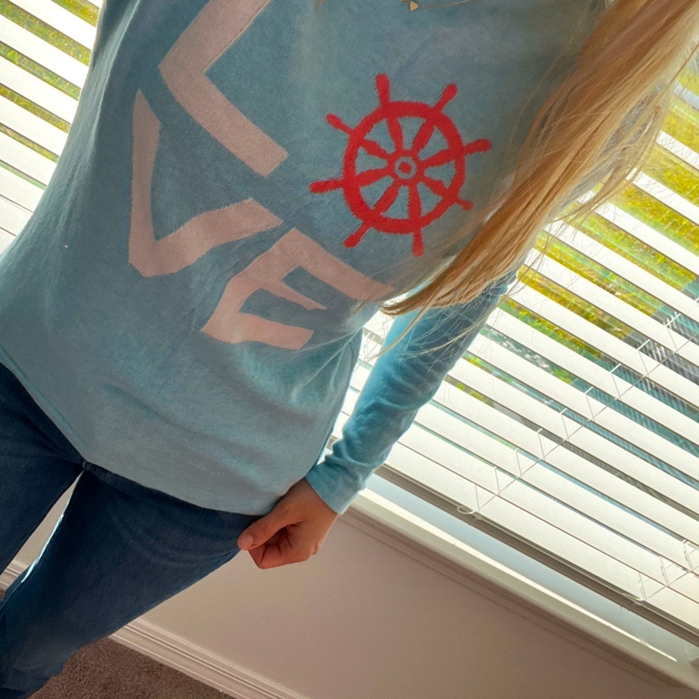 Bass 100% Cotton thin Blue sweater size S Love